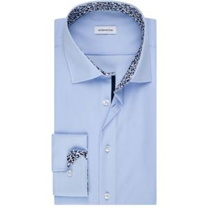 Seidensticker Businesshemd voor heren, extra slim fit, strijkvrij, kent-kraag, lange mouwen, patchwork, 100% katoen, lichtblauw, 41