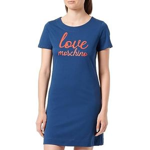 Love Moschino Dames Short-Sleeved A-line Dress, Blauw, 48, blauw, 48