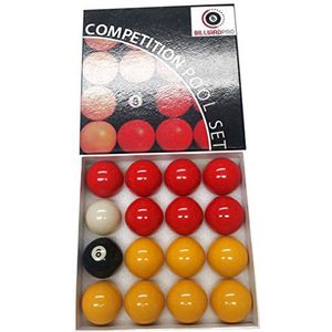 Billard Pro Unisex 5,1 cm League Pool Ballen (rood en geeltinten, rood/geel