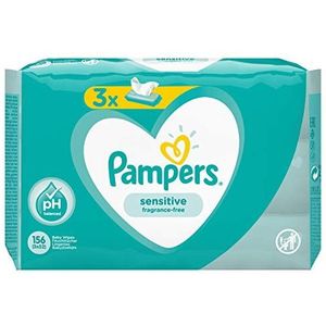 Pampers Sensitive 81687195 babydoekjes, 52 stuks, (Wet Baby Wipe, plastic zak, meisjes/jongens, turquoise, wit, Duitsland, Aqua, Citric Acid, Peg-40 gehydrogenated castorolie, natriumcitraat, benzyl
