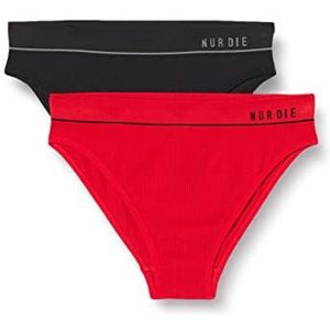 Nur Die Retro Slip 2-pack meerkleurig sportieve onderbroeken dames, rood/zwart
