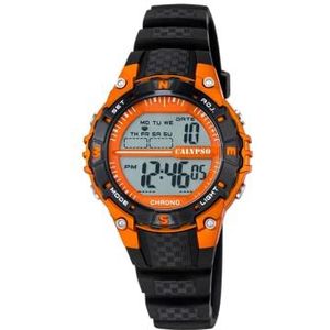 Calypso Unisex digitaal horloge met LCD-wijzerplaat digitaal display en zwarte plastic band K5684/7