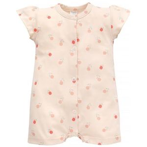 Pinokio Romper voor babymeisjes, met knopen, Bejge Fruits Summer Garden, 74 cm