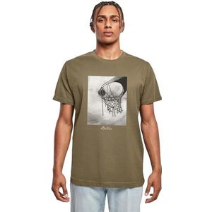 Mister Tee Heren T-shirt Ballin 2.0 Tee, T-shirt met fotoprint voor mannen, regular fit, streetwear, olijfgroen, M