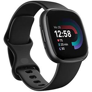 Fitbit Versa 4 Fitness Smartwatch met ingebouwde GPS en batterijduur tot 6 dagen - compatibel met iOS 15 of hoger en Android OS 9.0 of hoger, zwart/grafiet aluminium
