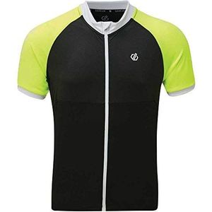 Dare2b Heren DMT512 2XN50 Nauwkeurige II' Lichtgewicht Snel Drogen Volledige Zip Cycle Tops, Zwart/Fluro Geel, Klein