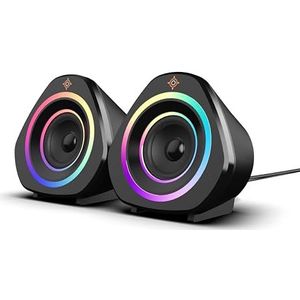 NOVA GAMING - 2.0 RGB Gaming Luidsprekers – Helder en evenwichtig geluid, compact design, geïntegreerde afstandsbediening, RGB-led, 1,5 m duurzame kabel
