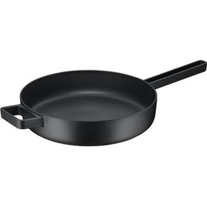WMF Flavour Stoofpan, 28 cm, inductie, gietijzeren pan, inductie, geëmailleerd, hoge rand, ovenbestendig, moderne elegantie, zwart