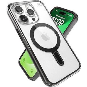 Speck Transparant iPhone 15 Pro-hoesje - ClickLock No-Slip Interlock, gebouwd voor MagSafe, valbescherming, krasbestendig, anti-vergeling, 6,1 inch telefoonhoesje - Presidio Clear/Frosted Black