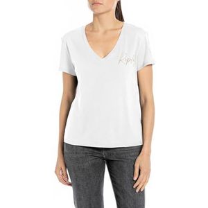Replay Oversized T-shirt voor dames, korte mouwen, 001, wit, XXS