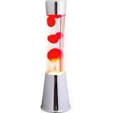 Fisura - Lavalamp. Lamp met ontspannend effect. Inclusief reservelamp. 11 cm x 11 cm x 39,5 cm. (Rood, chroom)