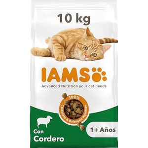 Iams Vitaliteit - 100% compleet en uitgebalanceerd volwassen katten Premium droogvoer - lam - niet-GMO kunstmatige smaakkleur - hersluitbare zak 10 kg (verpakking kan variëren)
