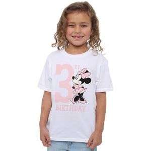 mandarin creative ltd Minnie Mouse 3e verjaardag shirt meisjes T-shirt, wit, 3-4 jaar, Wit, 3-4 jaar