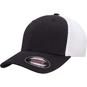 Flexfit Unisex Ultrafiber Airmesh Fitted Cap Hat, zwart/wit, S/M