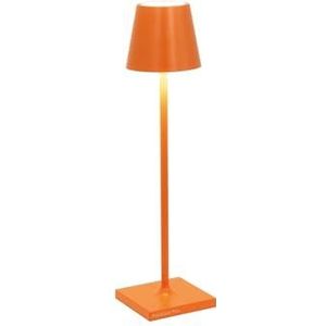 Zafferano Poldina Pro Micro Tafellampje, led, draadloos, oplaadbaar, touch-lamp, binnen- en buitengebruik, IP65, lichttemperatuur 2200-2700-3000 K, aluminium H27,5 (oranje)