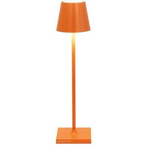 Zafferano Poldina Pro Micro Tafellampje, led, draadloos, oplaadbaar, touch-lamp, binnen- en buitengebruik, IP65, lichttemperatuur 2200-2700-3000 K, aluminium H27,5 (oranje)