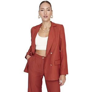 TRENDYOL Woman Regular bikerjas, reverskraag, geweven stof blazer, Tile Red., 42