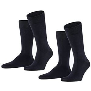 FALKE Heren Sokken Happy 2-Pack M SO Katoen eenkleurig Multipack 2 Paar, Blauw (Dark Navy 6375), 39-42