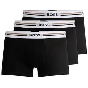 BOSS Trunk 3P Revive boxershorts voor heren, 3 stuks, nauwsluitende boxershorts met korte pijpen van zacht stretchweefsel met logo-band, zwart 1, XXL