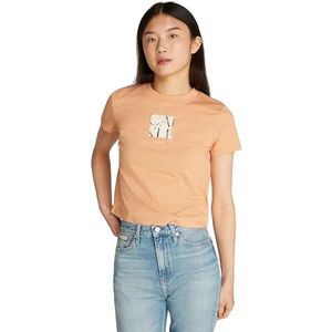Calvin Klein S/S T-shirt voor dames, Roze (Stoffig Koraal), XXL