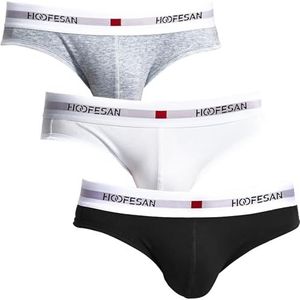 HOOFESAN Heren ondergoed slips pack stretch katoen lage taille slip voor mannen brede tailleband multipack, Wit/Lichtgrijs/Zwart, M