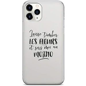 Zokko Beschermhoes voor iPhone 11 Pro met lijn Tomber De Bloemen Sers Moi Un Mojito - zacht, transparant, inkt zwart