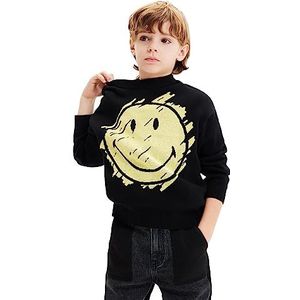 Desigual JERS_Angus Smiley Cardigan Sweater voor jongens, zwart, M