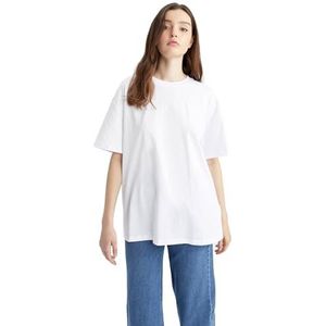 DeFacto Dames oversized crop tops - klassiek basic shirt voor dames - comfortabel oversized shirt voor vrouwen wit XL, wit, XL