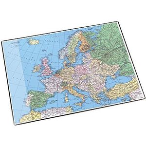 Läufer 45347 Europese landkaarten-bureau-onderlegger, antislip onderlegger met kaart van Europa, 40 x 53 cm, met transparant zijvak, 53 x 40 cm