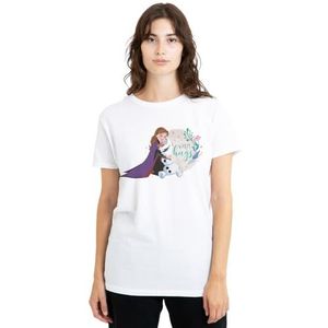 mandarin creative ltd Frozen Anna en Olaf als warme knuffels dames T-shirt, wit, medium, Wit, M