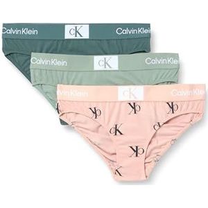 Calvin Klein Jeans Meisjes 3Pk Bikini G80G800699 Brief, Roze (Aop/Jadeite/Northatlantic), 12-14, Roze (Aop/Jadeite/Northatlantisch), 12-14 jaar