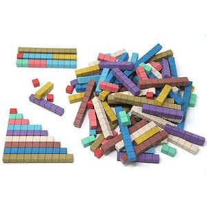 WISSNER Linialen in 10 Montessori-kleuren, gemaakt van RE-Wood, 100 stuks in een doos met instructies