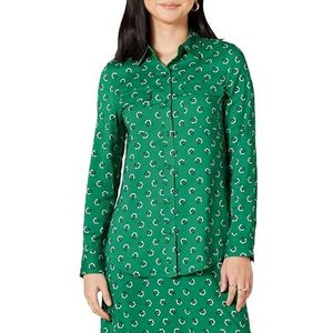 Amazon Essentials Dames Georgette shirt met lange mouwen relaxed-fit zakken, groen wit bloemen, X-Large