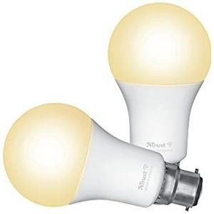 Trust WIFI Smart LED-Lamp B22, Wifi-Lamp, Dimbare LED-Lamp, Werkt met Alexa en Google Nest, Warm tot Koel Wit, 1800 K-6500 K, Duo Pack - Witte Sfeer