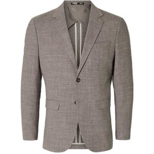 SELECTED HOMME Mannelijke blazer met één rij knopen, slimfit, Dark Sand Melange, 40
