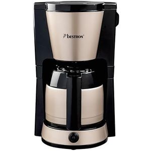 Bestron Filterkoffiezetapparaat voor 8 kopjes koffie, koffiezetapparaat met 1 liter thermokan, incl. Permanent filter en automatische uitschakeling, 900 W, kleur: lichtbeige