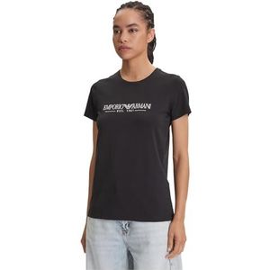Emporio Armani - T-shirt - Zwart - Dames - Rechte Snit - Geborduurd Logo