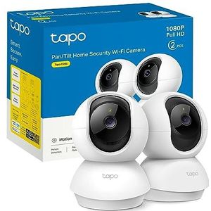 TP-Link Tapo C200P2 360° bewakingscamera voor binnen, 1080p, nachtzicht, bewegingsdetectie, twee-weg audio, compatibel met Alexa & Google Assistant, voor baby's en huisdieren, 2 stuks Tapo C200