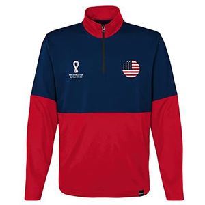 Outerstuff Heren FIFA World Cup Country 1/4 Zip Top Pullover Sweater, Rood-Navy, XXL, Rood-Navy, XXL