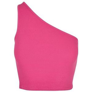 Urban Classics Dames korte sporttop dames cropped asymmetric tanktop, Brightviolet, L