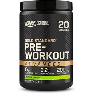 Optimum Nutrition Gold Standard Geavanceerd Pre-workout Poeder, Energy Booster met l-Citrulline, Beta-alanine, CafeÃ¯ne en Vitaminen B12 en B6, Sour Gummy Smaak, 20 Porties, 420 g