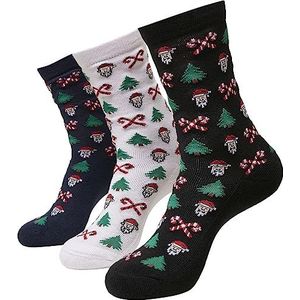 Urban Classics Grumpy Kerstman Kerstsokken, 3-pack sokken, Zwart/Navy/Wit, 35/38 EU