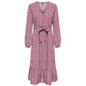 Onlnova Life Elite Amy Long Dress AOP, Rood Orange/Aop: 591 Soul, XS