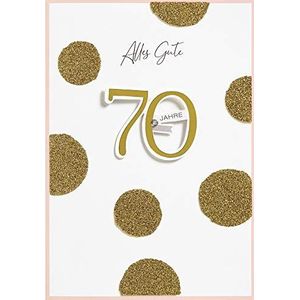 Perleberg Verjaardagskaart, cijferkaart ""Alles Gute"", elegante kaart voor de 70e verjaardag met envelop, mooie verjaardagskaarten, 11,6 x 16,6 cm, kaart verjaardag voor een geslaagde verrassing