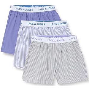 JACLUKE Woven Boxers, 3 stuks, Lichtblauw/pakket: donkerblauw effen - donkerblauwe streep, XL