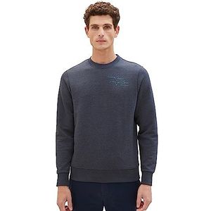 TOM TAILOR Basic sweatshirt voor heren met opschrift, 19024-Sky Captain Blue White Melange, M