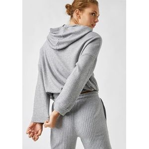 Koton Dames Hoodie Ribbed Oversized Sweatshirt, grijs (027), S