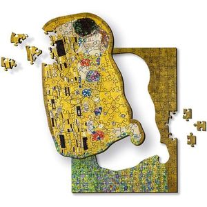 Trefl – Houten puzzels: Kus, Gustav Klimt -200 elementen, Artistieke houten puzzel, Beroemde schilderijen, Bekende kunstenaars, Creatieve ontspanning voor volwassenen en kinderen vanaf 9 jaar