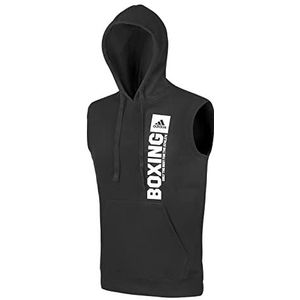 adidas Heren Community Vertical Hoody Mouwloos Boxing Hoodie Mouwloos, Zwart/Wit, L, zwart/wit, L