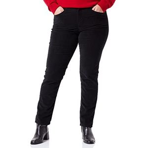 BOSS Dames Fran STR MR C 1.0 Regular-fit jeans in katoen-mix fluweel, Zwart, 60